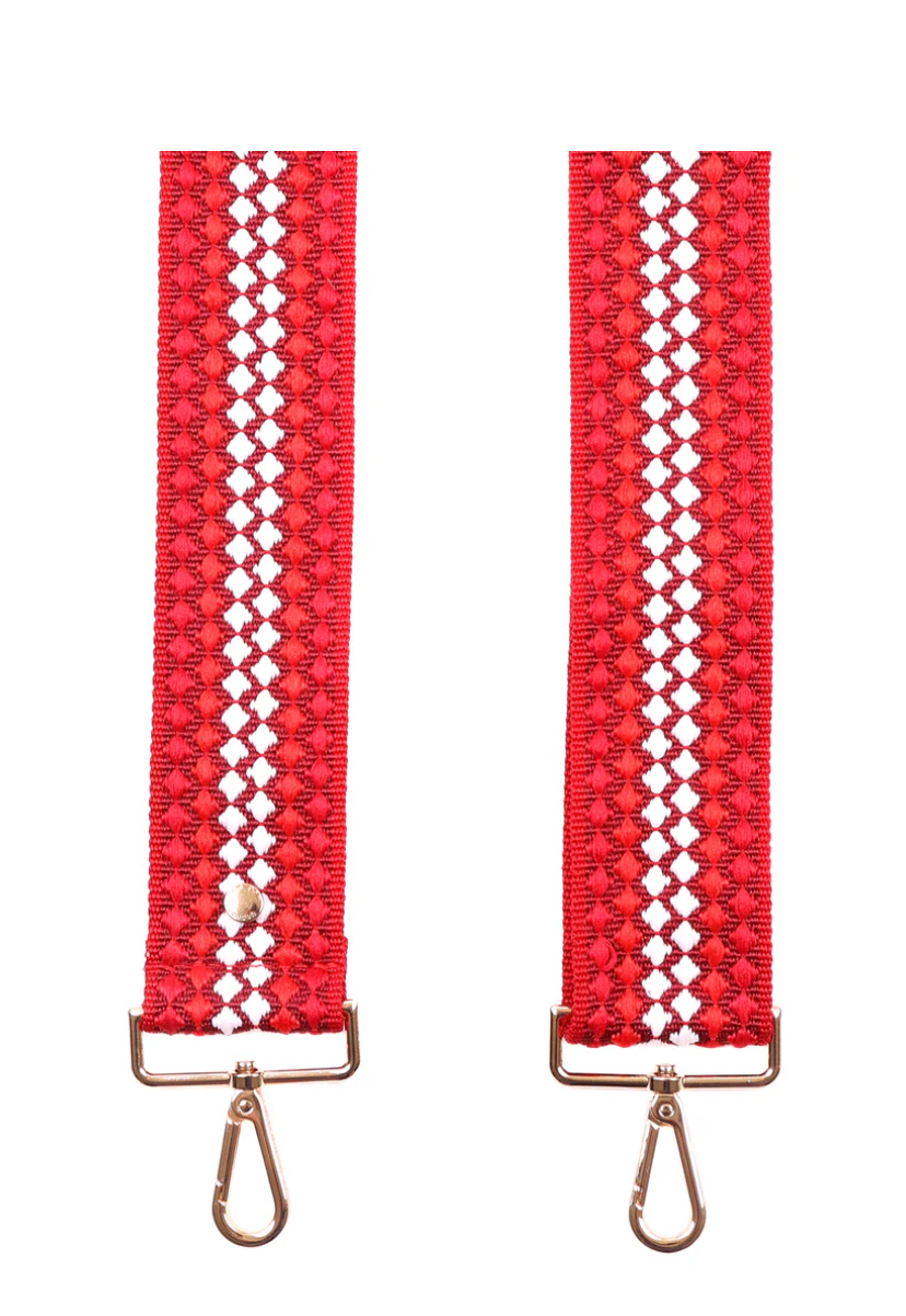 Red Pom Pom Fabric Straps