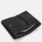 Black leather wallet on a white background