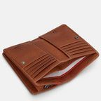 Pink leather bifold purse with appliqué cat design - inside view with 2 notes sections