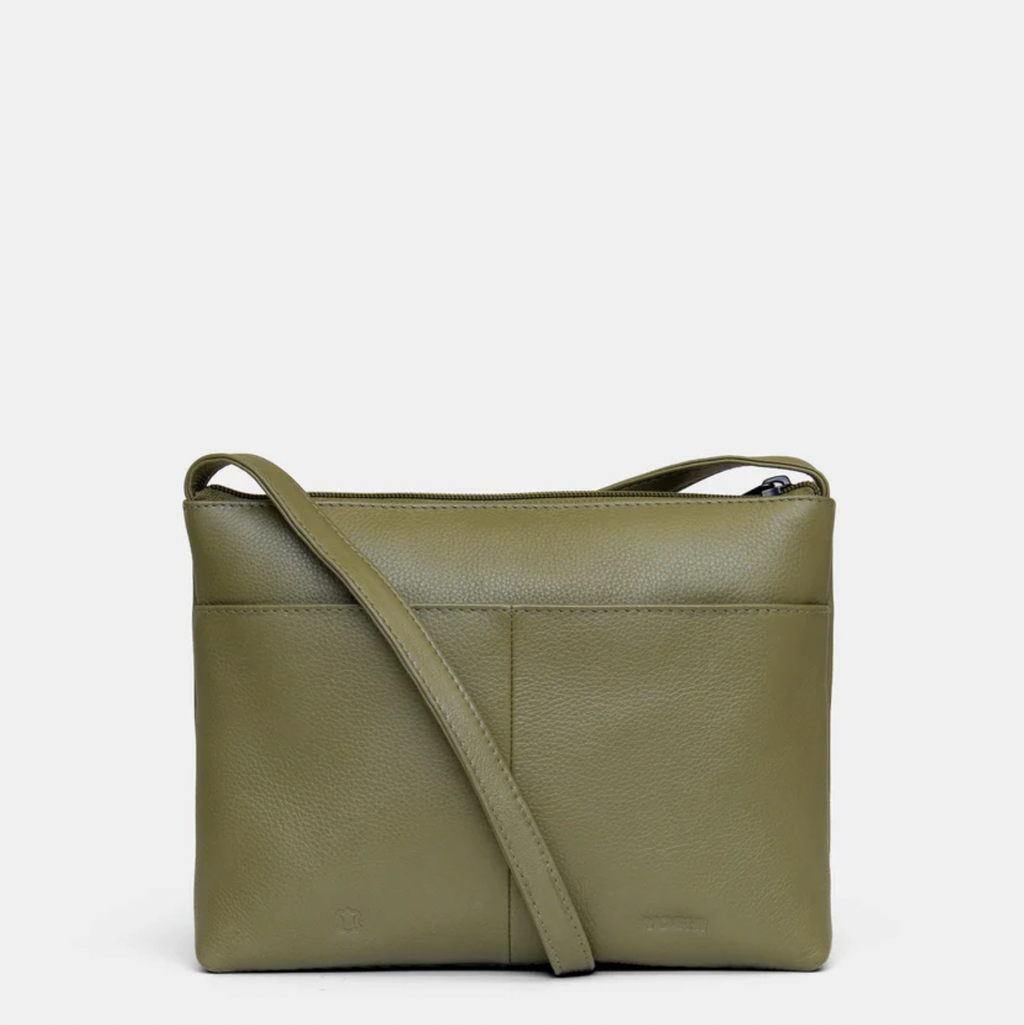 Olive green Crossbody bag with Jane Ausitn applique books