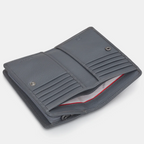 Grey leather bifold purse with appliqué Bronte sister book cover design - inside view with 2 notes sections