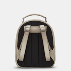Back view of warm grey leather backpack