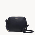 Radley Dukes Place Compact Double Zip Crossbody Bag in Black - front view showing double zip and adjustable strap