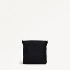 Black crossbody bag on a white background