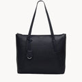 Radley Wood Street 2.0 Large Leather Shoulder Bag in Black - front view showing panelled design and padded handle tabs