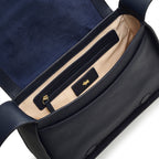 Radley Westwell Lane Medium Flapover Crossbody Bag in Ink - open interior showing jacquard lining and pockets