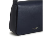 Radley Westwell Lane Medium Flapover Crossbody Bag in Ink - detail of leather-covered magnetic fastening