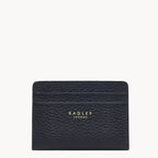 Leather credit card holder in black with gold Radley logo embossed
